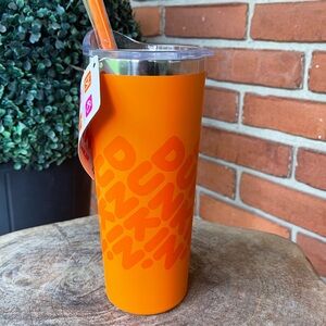 New DUNKIN 20 OZ INSULATED TUMBLER Stainless Steel • Orange